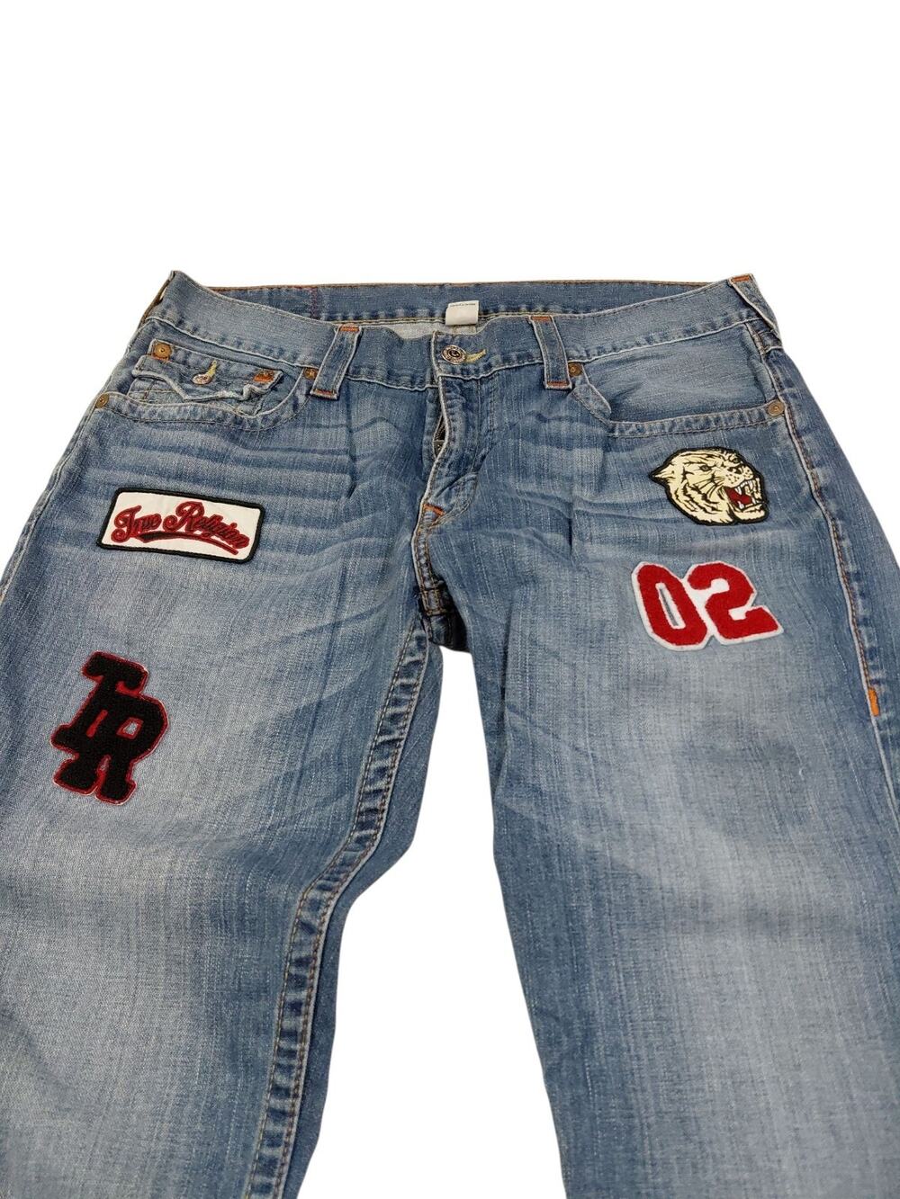 True Religion World Tour Jeans Straight Patches Relaxed Boot Men's Size36x33